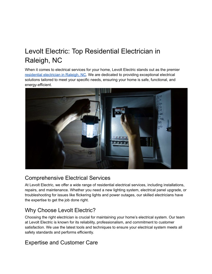 levolt electric top residential electrician n.w