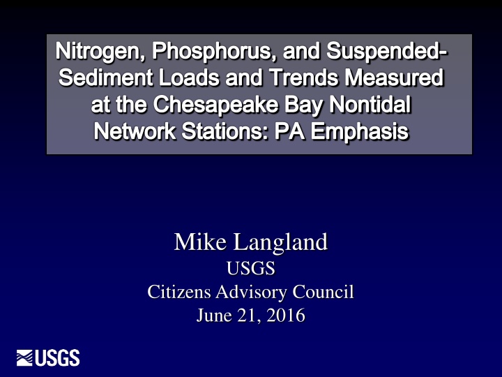 Chesapeake Bay Nontidal Monitoring Network Report