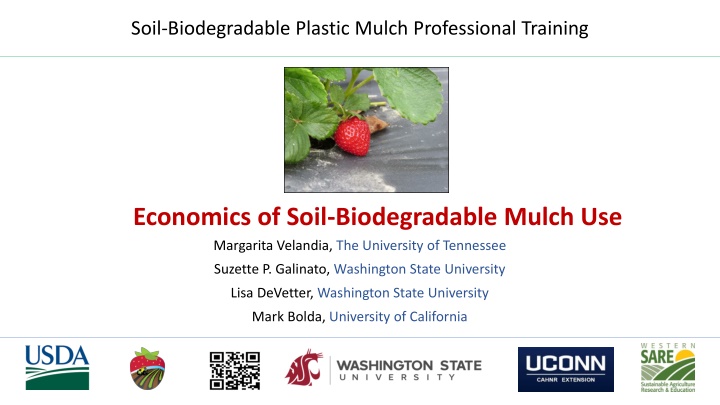 Economic Considerations for Soil-Biodegradable Plastic Mulch Adoption in Agriculture