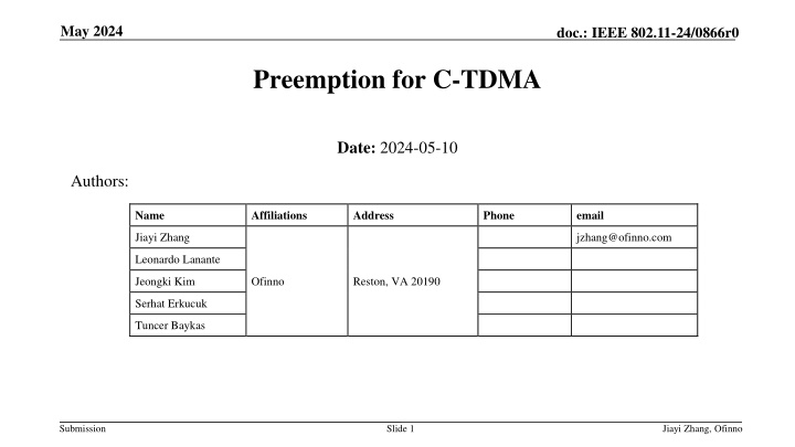 Preemption Methods for Ultra High Reliability in Multi-AP C-TDMA
