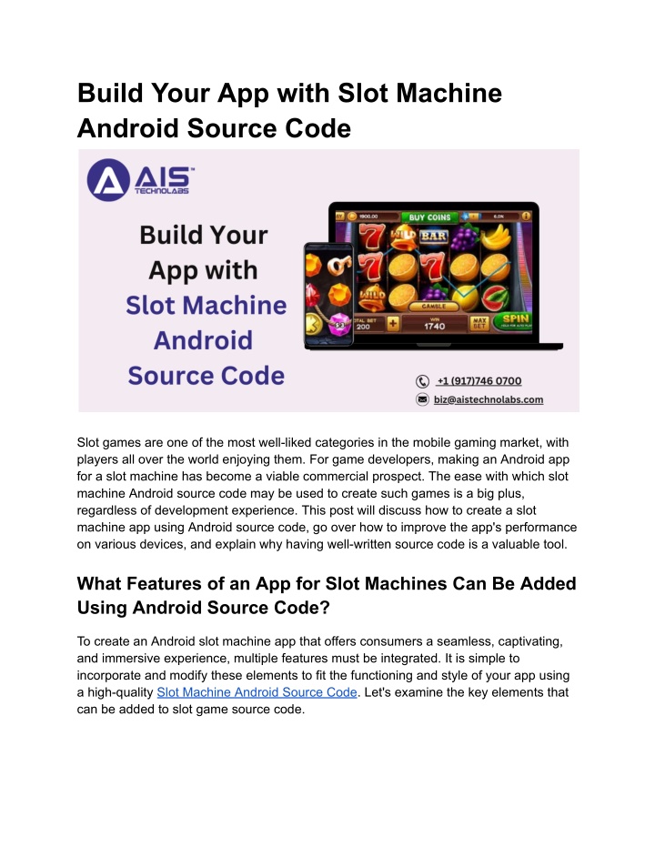 build your app with slot machine android source n.w