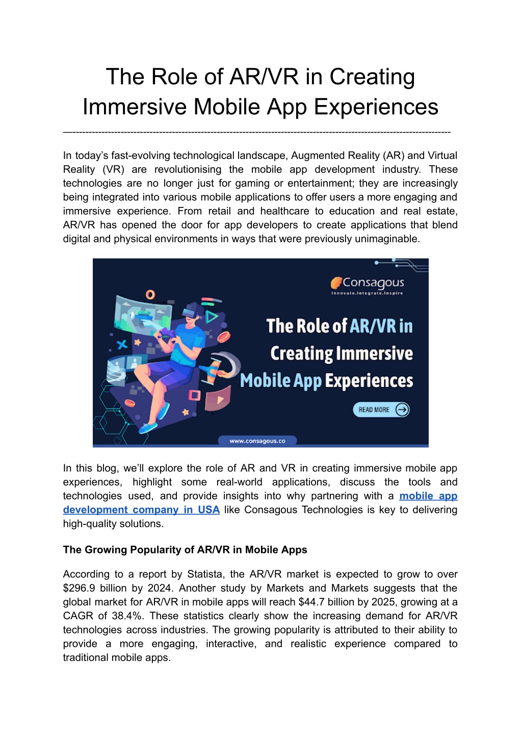 the role of ar vr in creating immersive mobile l.w