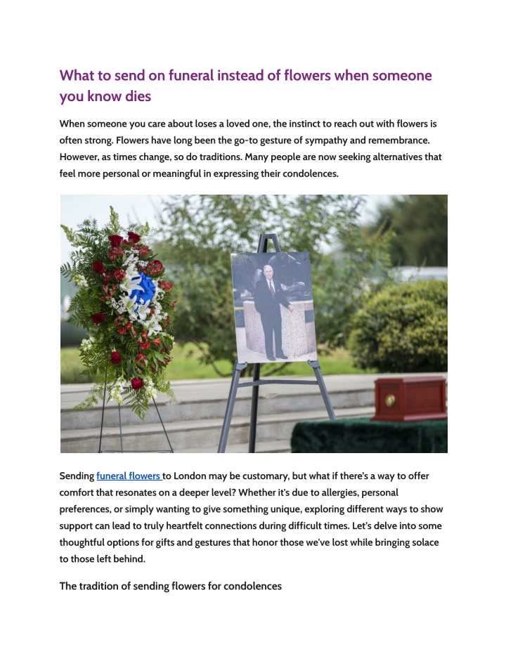 what to send on funeral instead of flowers when n.w