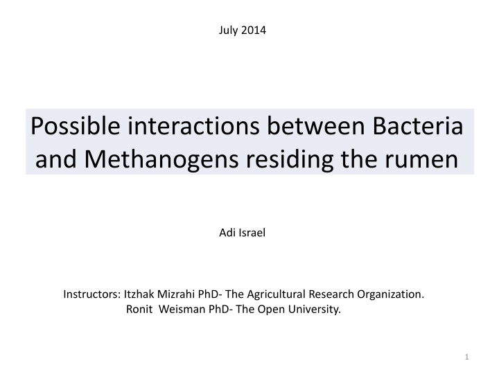 Interactions Between Bacteria and Methanogens in the Rumen