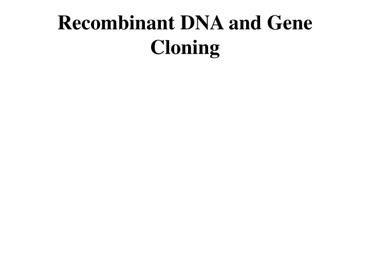 Recombinant DNA and Gene Cloning