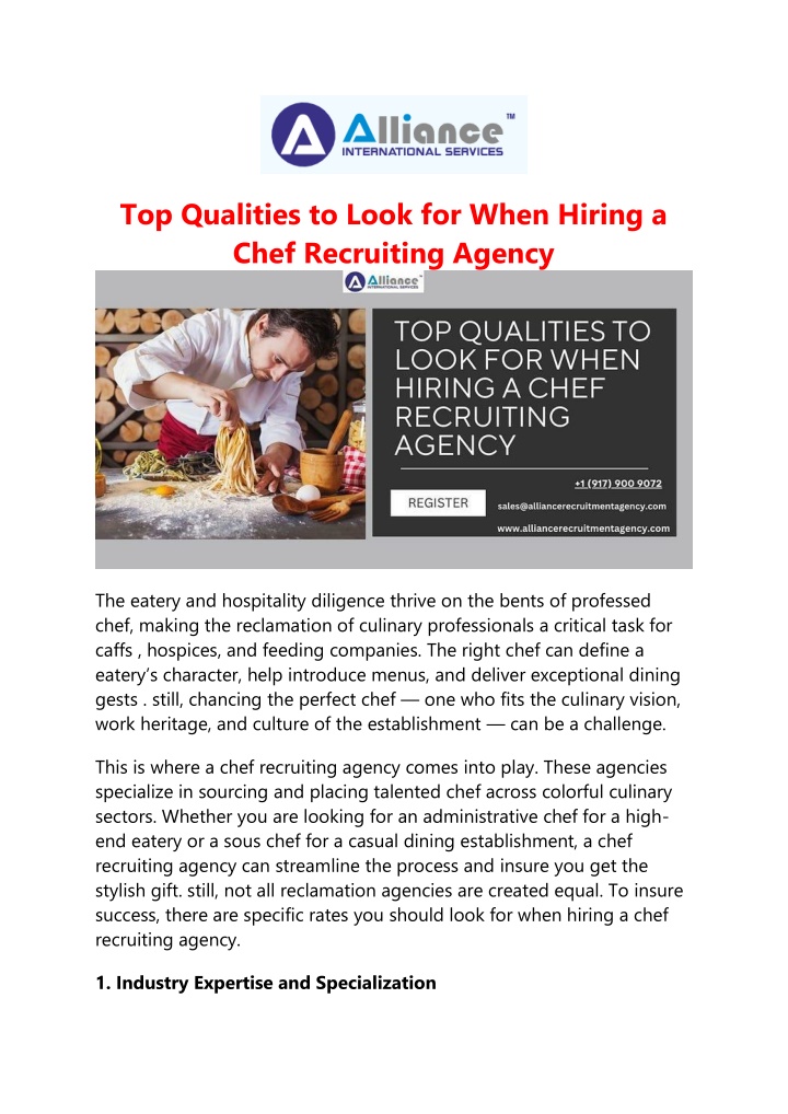 top qualities to look for when hiring a chef n.w