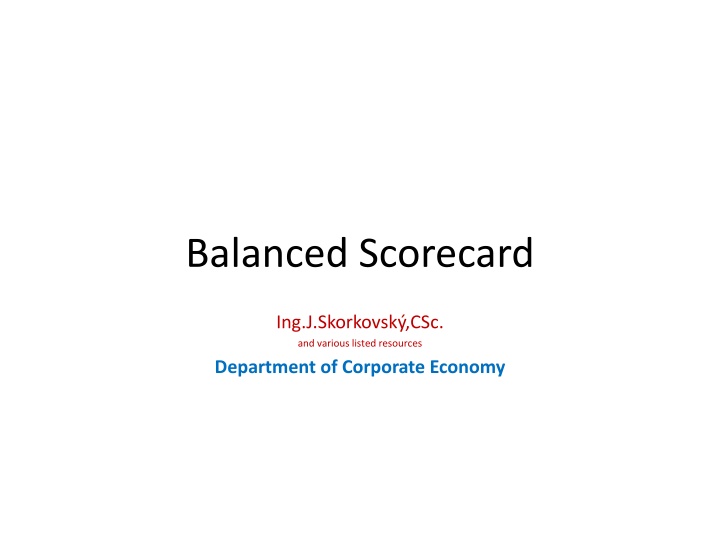 Balanced Scorecard in Corporate Economy
