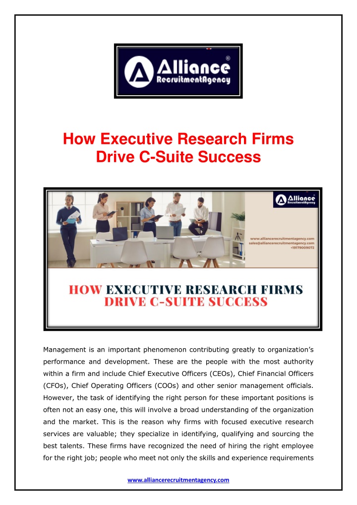 how executive research firms drive c suite success n.w