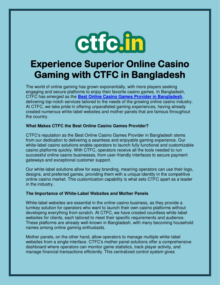 experience superior online casino experience n.w
