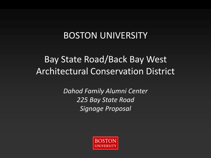 Proposed Signage Plan for Dahod Family Alumni Center at Boston University