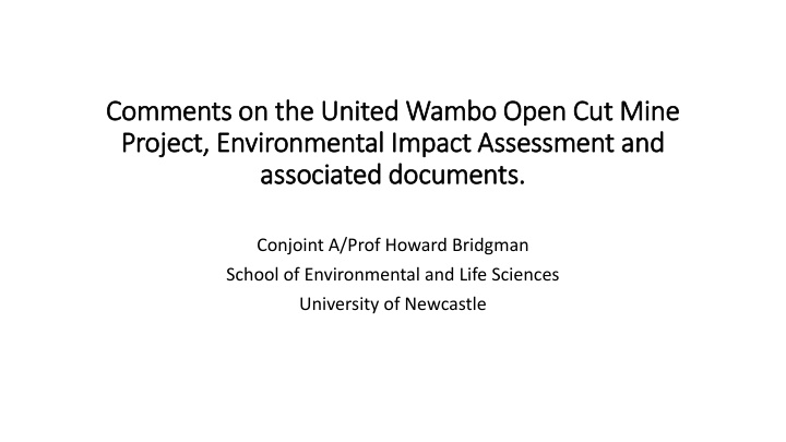 Air Quality Impact Assessment for Wambo Open Cut Mine Project