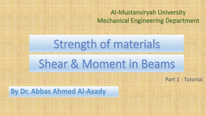 Shear and Moment in Beams