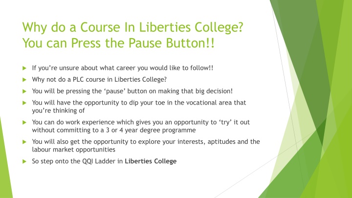 Your Options with PLC Courses at Liberties College