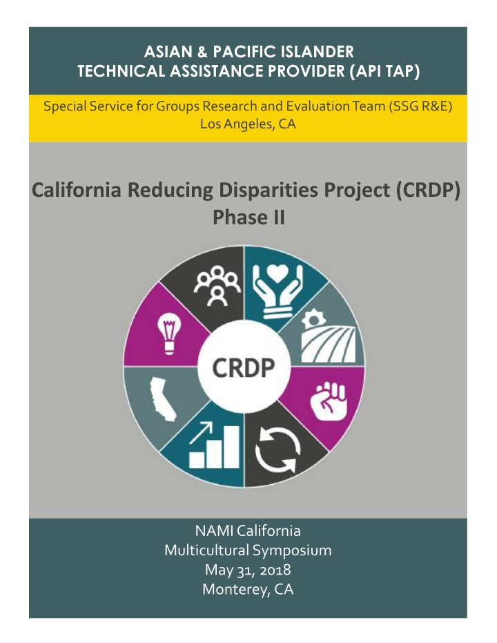 Asian Pacific Islander Technical Assistance Provider (API TAP) - Mental Health Disparities Reduction Program