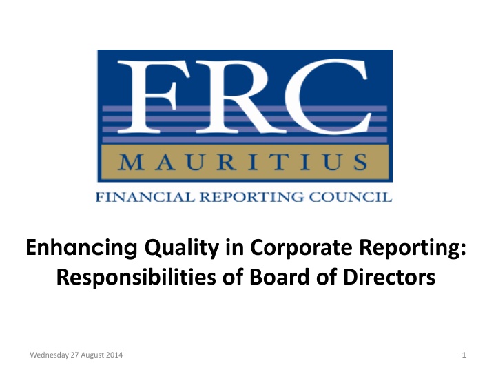 Responsibilities of Board of Directors in Enhancing Corporate Reporting