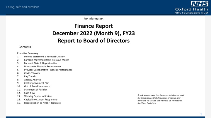 Financial Performance Report - December 2022