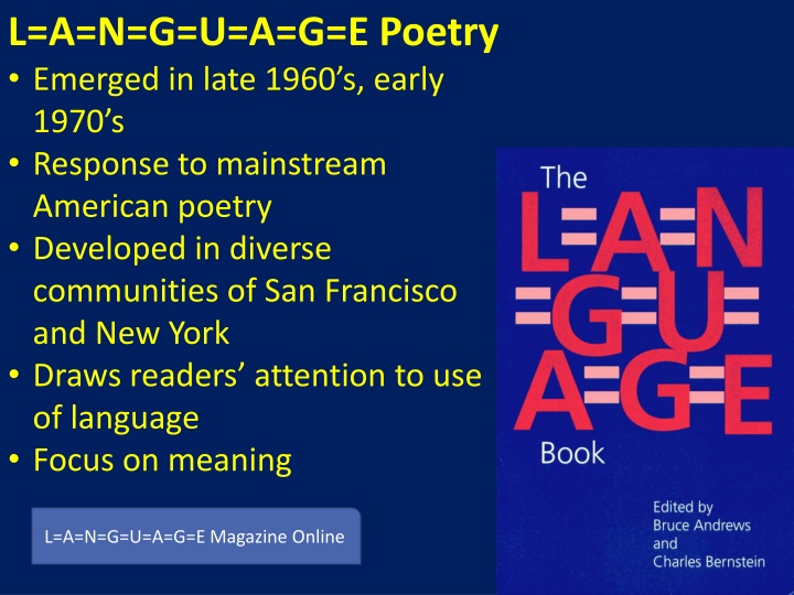 L=A=N=G=U=A=G=E Poetry Movement of the Late 1960s and 1970s