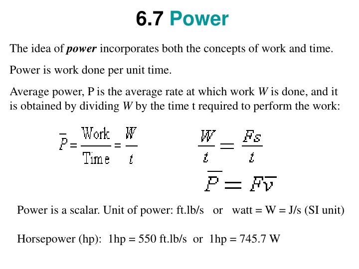 Power and Work in Physics