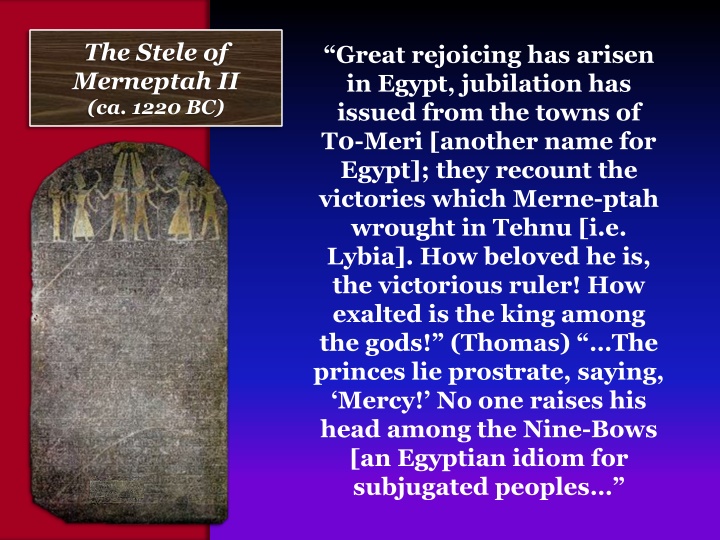Ancient Egyptian Stele of Merneptah II and Israel: Historical Inscriptions