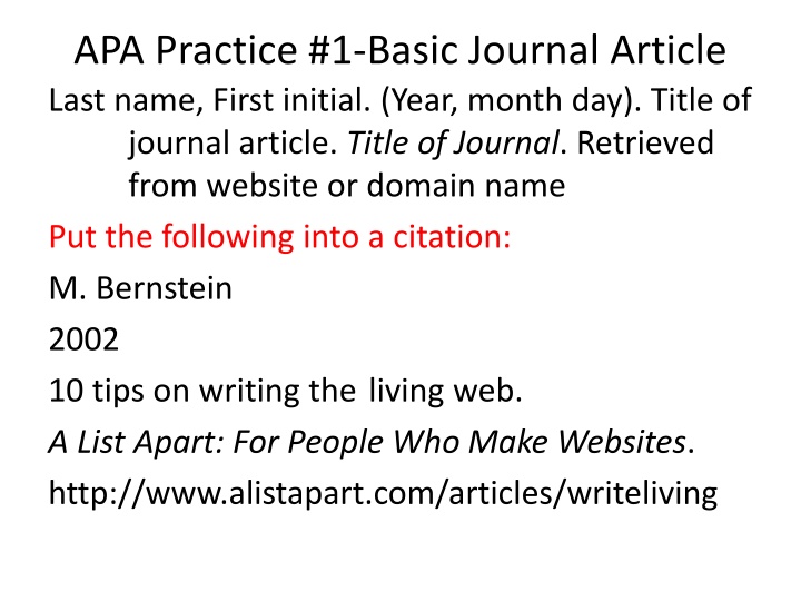 APA Citation Practice Examples
