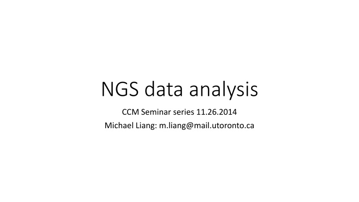 Introduction to Galaxy for NGS Data Analysis