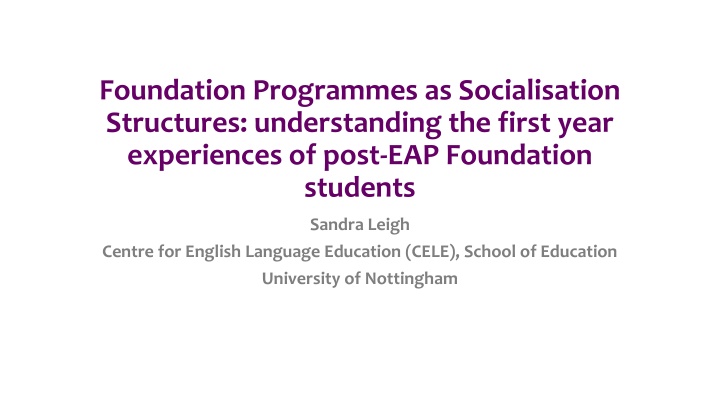 Exploring the Socialization Experiences of Post-EAP Students