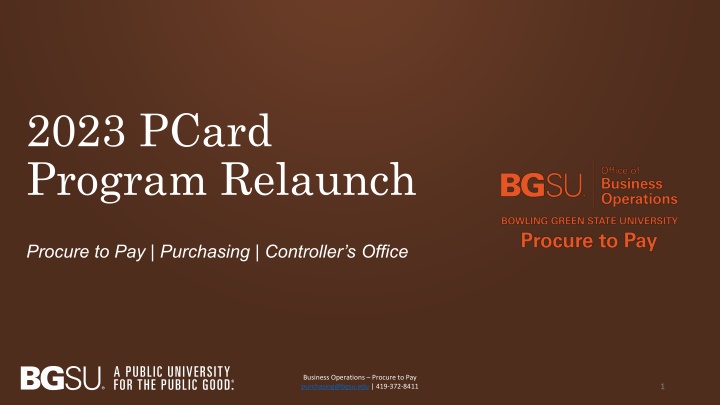 BGSU Procure-to-Pay Program Overview