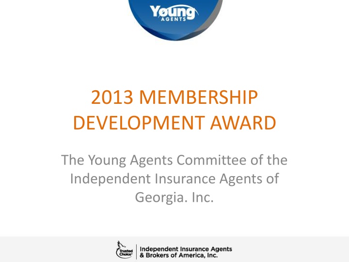 2013 Membership Development Award: Young Agents Committee Success Story