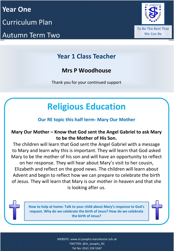 Year One Curriculum Plan - Autumn Term Two Overview