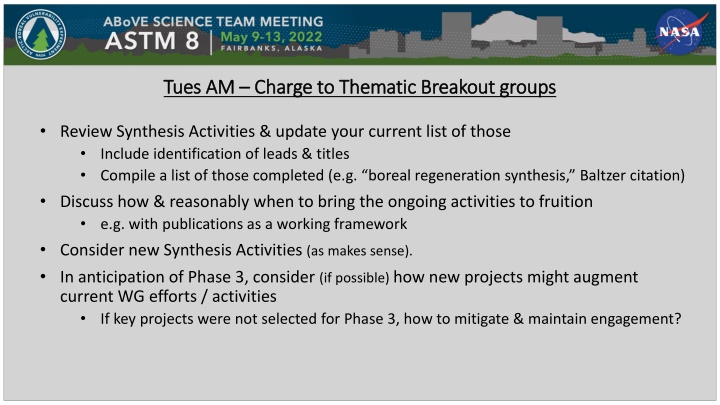 ABoVE Working Group Synthesis Activities Review