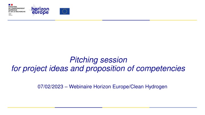 Pitching Session for Clean Hydrogen Projects and Competencies in Horizon Europe Webinar