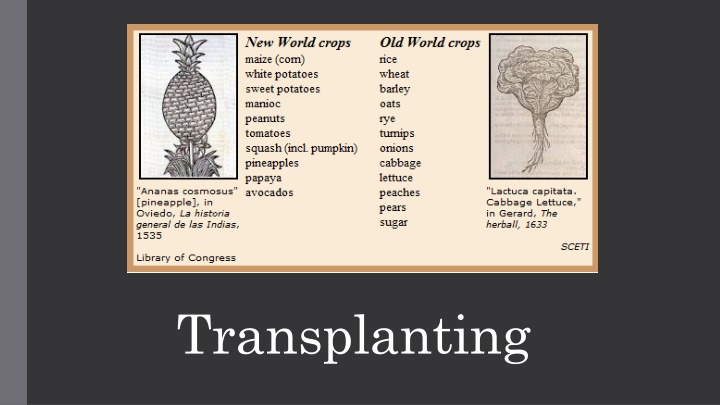 Impact of Transplanting and Economic Changes in History
