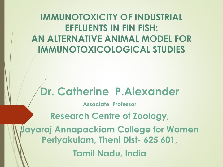 Immunotoxicity in Fish: An Alternative Model for Toxicological Studies
