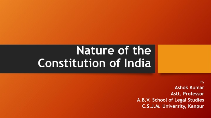 Overview of the Federal Structure in the Constitution of India