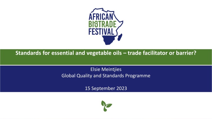 Standards for Essential and Vegetable Oils Trade
