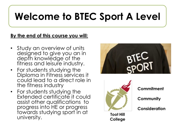 BTEC Sport A Level Course Details