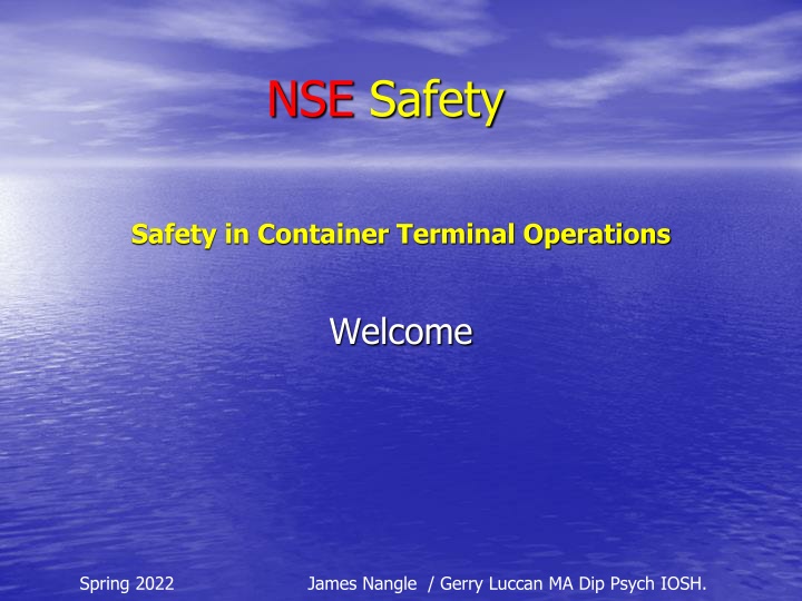 NSE Safety in Container Terminal Operations - Spring 2022 Overview