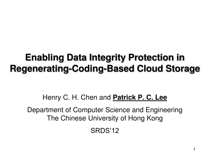 Enhancing Data Integrity Protection in Cloud Storage Using Regenerating Codes