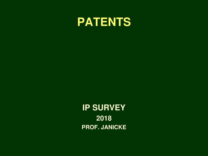 Patents from the 2018 IP Survey - Insights and Guidelines