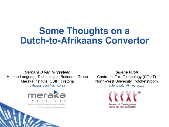 Insights into Dutch-to-Afrikaans Conversion Techniques