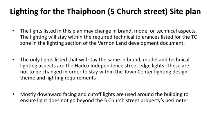 Thaiphoon (5 Church Street) Lighting Plan Details