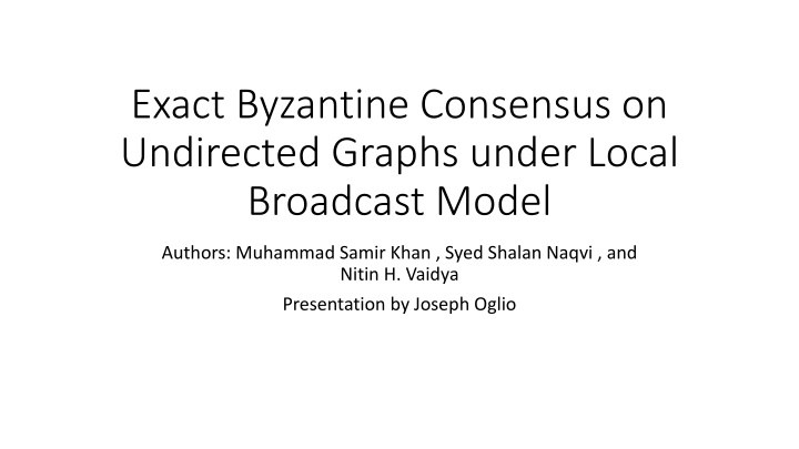 Exact Byzantine Consensus on Undirected Graphs: Local Broadcast Model