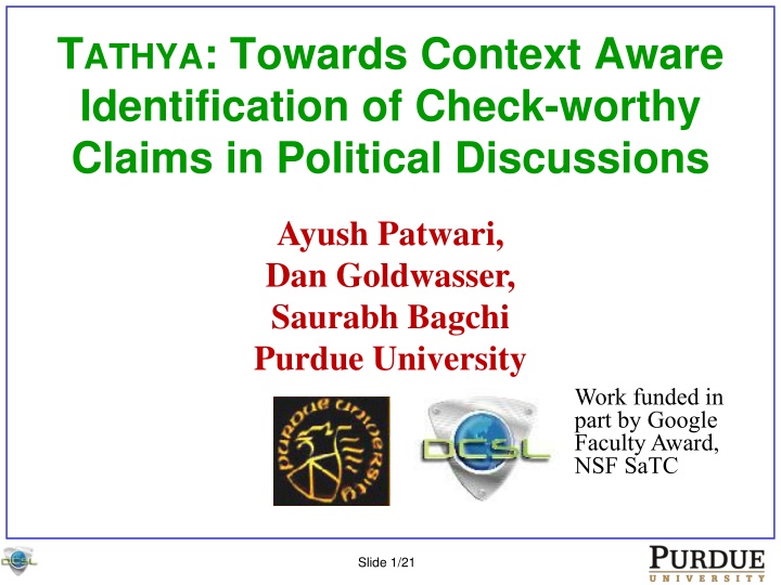 Context-Aware Identification of Check-worthy Claims in Political Discussions