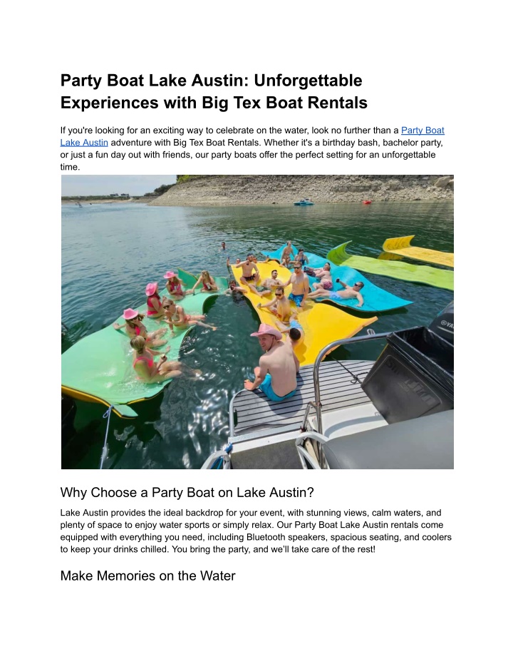 party boat lake austin unforgettable experiences n.w