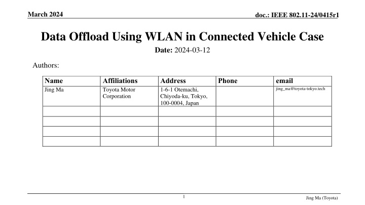 Data Offload Using WLAN in Connected Vehicles