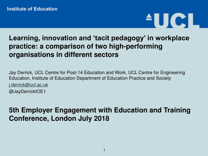 Comparison of Workplace Learning and Innovation in High-Performing Organizations