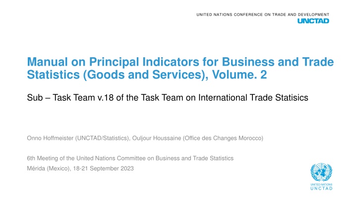Manual on Principal Indicators for Business and Trade Statistics - Volume 2