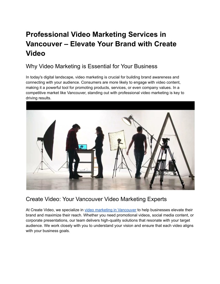professional video marketing services n.w