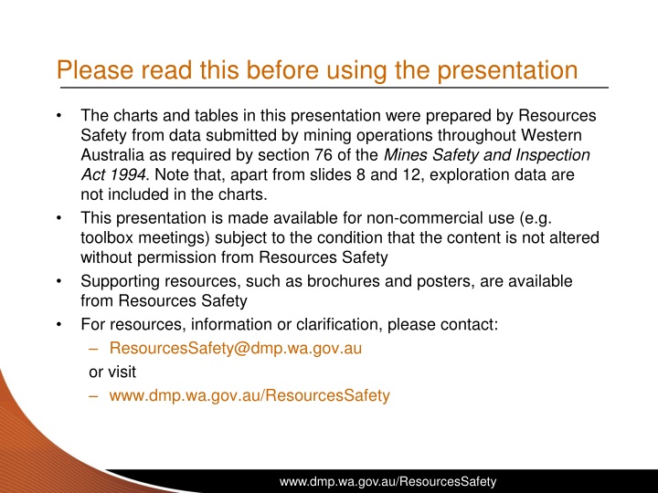 Safety Performance in Western Australia's Mineral Industry 2010-11