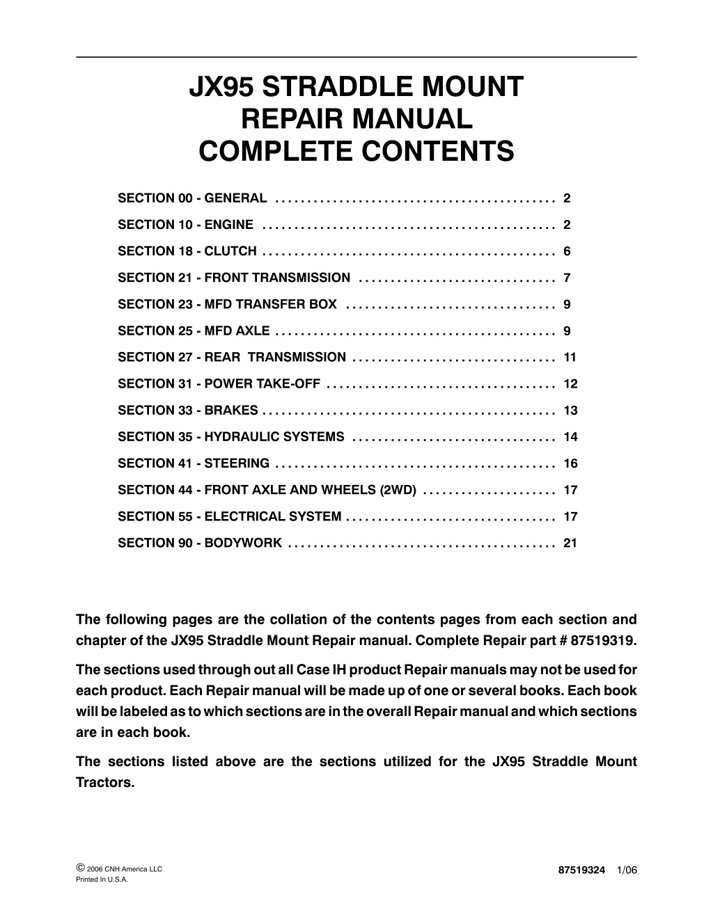 jx95 straddle mount repair manual complete l.w